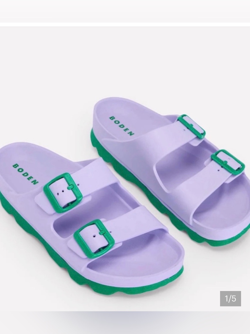 Boden Lilac & Green Dual-Strap Slide Sandals